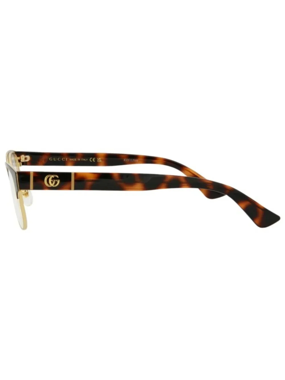 New Gucci Women's Eyeglasses Square Rectangle Metal Frame Black Havana